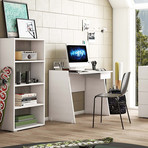 Taylor Office Desk // White Wood Grain + Light Gray Concrete Melamine
