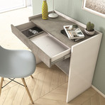 Juliana Office Desk // White Wood Grain + Gray Melamine