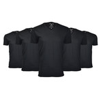 Light Weight V-Neck T-Shirts // Black // Pack of 5 (L)