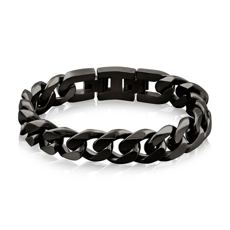 Steel Cuban Link Bracelet // 14mm // Black