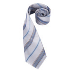 Parker Handmade Silk Tie // Silver + Light Blue