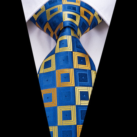 Handmade Silk Tie // Blue + Yellow