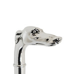 Silver Greyhound Head Cane // Black