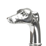 Silver Greyhound Head Cane // Black