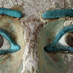Original Egyptian Wooden Mask With Rock Crystal Eyes + Bronze Eyelids/Eyebrows // Egypt , Late Period Ca. 711-­332 BC