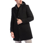 Button Up Hooded Coat // Black (S)