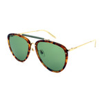 Men's GG0672S-003 Pilot Sunglasses // Havana + Gold + Green