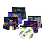 Men's Boxer Briefs // Tropical + Bananas + Parrots + Psychedelic + Ficus + Color Swirls // 6-Pack (L)