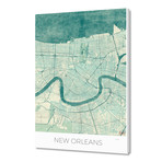 New Orleans Map Blue (16"W x 24"H x 1.5"D)