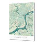 Philadelphia Map Blue (16"W x 24"H x 1.5"D)