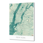 New York Map Blue (16"W x 24"H x 1.5"D)