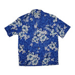 Crack Hibiscus Shirt // Blue (Small)