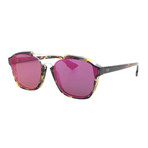 Women's Abstract Sunglasses // Spotted Havana + Violet Mirror