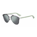 Women's DIORREFLECTED-0P3R-T7 Reflected Sunglasses // Gray Green + Blue Mirror