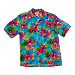 Hibiscus Watercolor Shirt // Blue (Small)