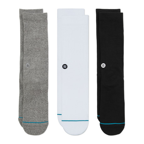 Icon Socks // Gray + White + Black // Pack of 3 (M)