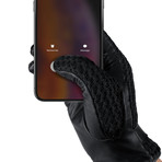 Leather Crochet Touchscreen Gloves // Black (Size 8)
