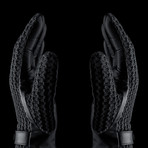 Leather Crochet Touchscreen Gloves // Black (Size 9)