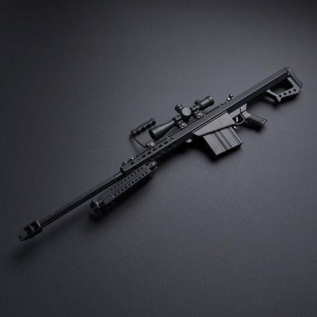 BARRETT M82 1:3 Scale Diecast Metal Long Range Sniper Model Gun + Scope + Bipod // Black