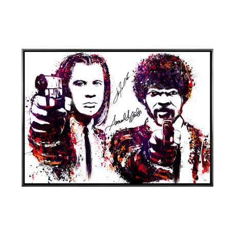 John Travolta + Samuel L. Jackson // Autographed Pulp Fiction Framed Canvas Giclee // 29.5X40.5