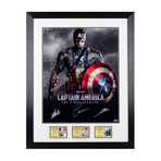 Chris Evans + Stan Lee + Joe Simon // Autographed Captain America The First Avenger Framed Photo