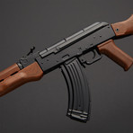 Classic AK47 1:3 Scale DieCast Metal Model Gun + Display Stand // Black + Brown