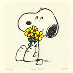 Snoopy // Flowers //  Hand Painted Sowa & Reiser Etching (Unframed)
