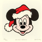 Mickey Mouse  // Santa //  Hand Painted Sowa & Reiser Etching (Unframed)