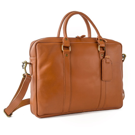 tan leather briefcase