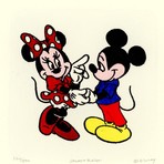 Mickey & Minnie  // Flirting //  Hand Painted Sowa & Reiser Etching (Unframed)