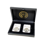 Morgan & Peace Silver Dollar 2-Coin Set (1878-1926) // NGC Certified Mint State Condition // Wood Presentation Box