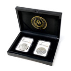 1878-1904 Morgan Silver Dollar & 2020 American Silver Eagle 2-Coin Set // NGC Certified Mint State Condition // Wood Presentation Box