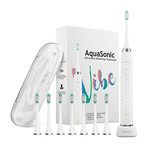 AquaSonic VIBE // Ultrasonic Whitening Toothbrush + 8 DuPont Brush Heads + Case