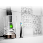 AquaSonic PRO // Ultrasonic Toothbrush + Charging Glass + 6 Brush Heads + Travel Case