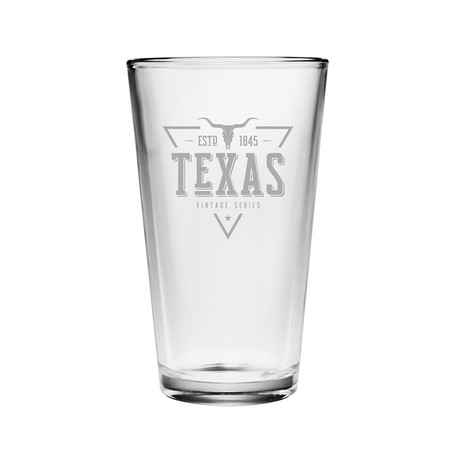 Pint Glasses // Texas State Vintage Series // Set of 4