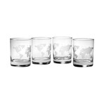 Rocks Glasses // Map of the World // Set of 4