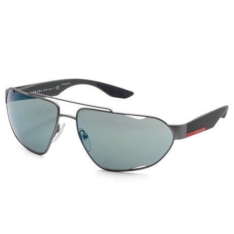 Men's PS56US-DG13C066 Sunglasses // Gunmetal Rubber + Light Green Mirror