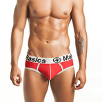 Fitted Contrast Hip Brief // Red (M)