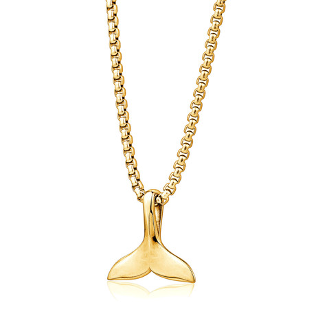 Whale Tail Necklace // Gold