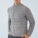 Silver Leather Jacket // Gray (L)