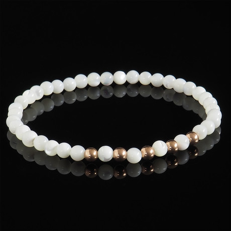 Mother of Pearl + Rose Gold Pentade Bracelet // White (S)