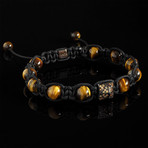 Yellow Tiger's Eye + Diamond Shamballa Bracelet // Gold (S)
