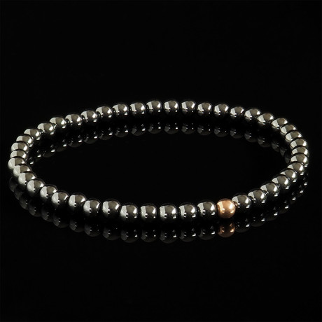 Hematite + Rose Gold Bracelet // Gray (S)