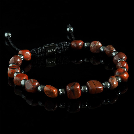Jasper Nugget + Hematite Bracelet // Red (S)