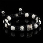 Howlite + Diamond Shamballa Bracelet // White (S)