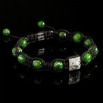 Chrome Diopside + Diamond Shamballa Bracelet // Green (L)