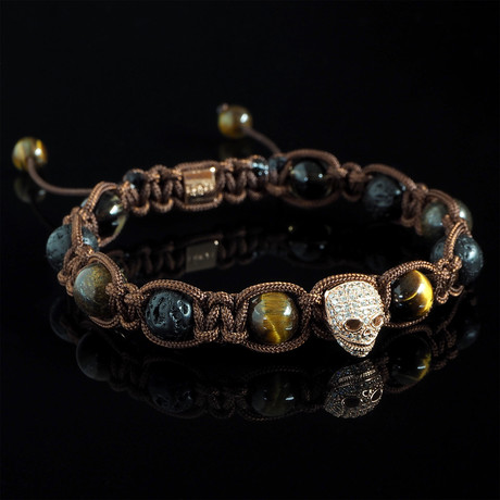 Oro Rose Gold Skull Bracelet // Brown (S)