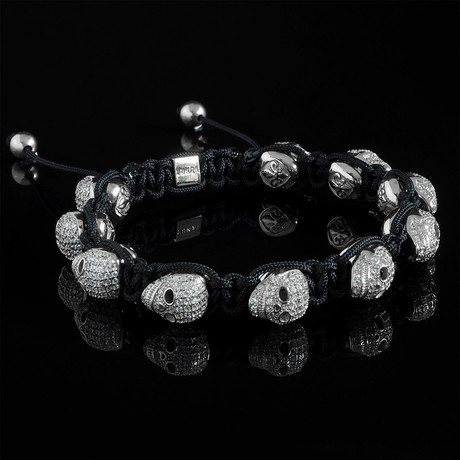 Hades 10x Silver Diamond Skull Bracelet // Rose Gold (S)