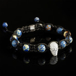 Impression Jasper + White Diamond Skull Bracelet // Blue (L)