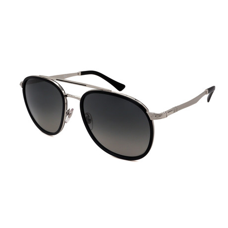 Persol // Men's PO2466-518-71 Aviator Sunglasses // Black + Silver